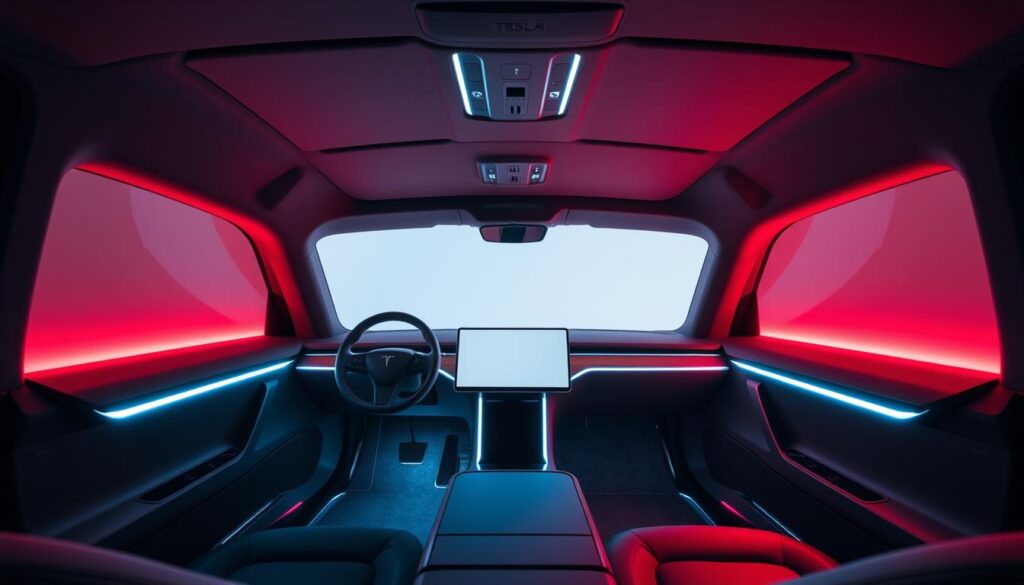 Tesla Cybertruck interior ambient lighting customization
